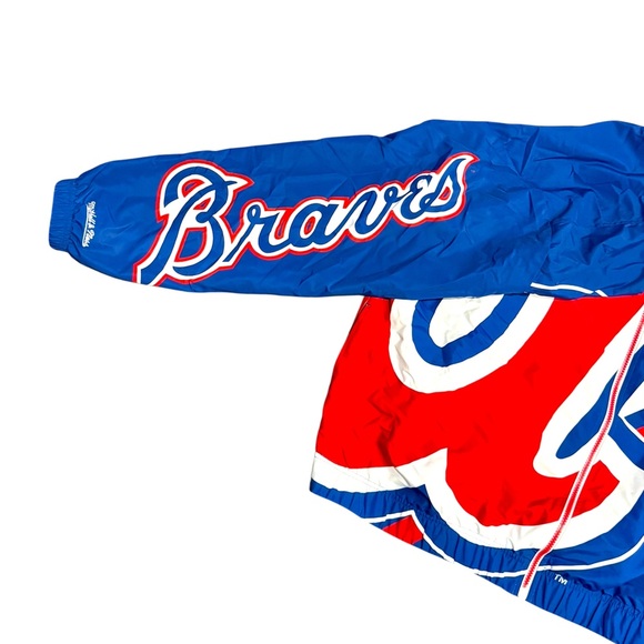 Mitchell & Ness Men’s 3XL Atlanta Braves MLB Windbreaker Jacket – Navy/Red Team - Picture 5 of 10